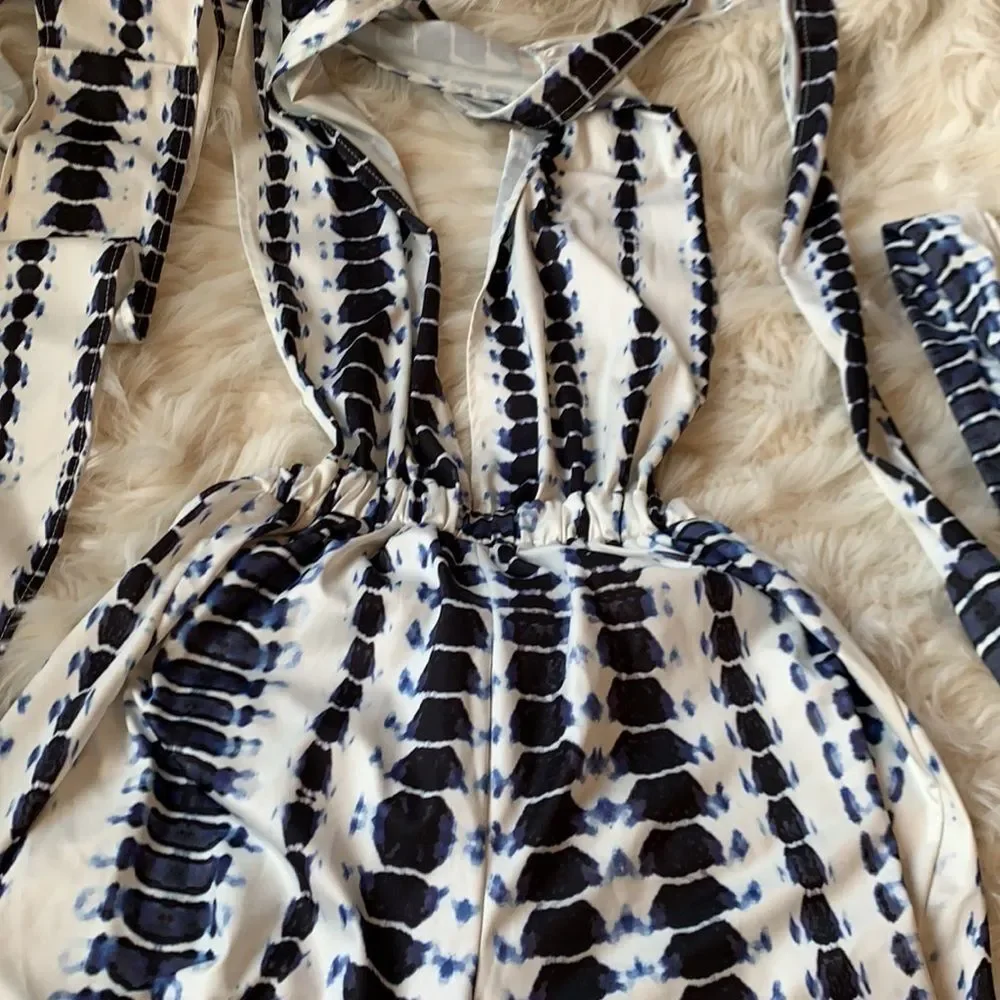 Blue tie dye halter romper. Size Extra Small XS to Small. No tags / brands. - Picture 2 of 3